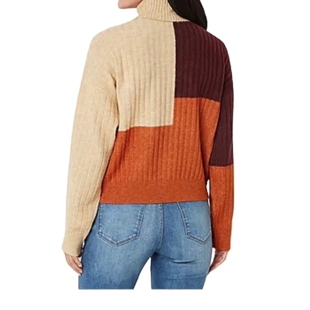 a.n.a. WOMENS Turtleneck Colorbock Pullover Long sleeve Sweater  0790